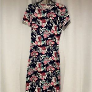 Navy blue Floral  midi dress